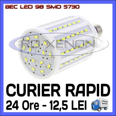 BEC LED E27 - 98 SMD 5730 - ECHIVALENT 200W, 1950 LUMENI - ALB CALD, ALB RECE foto