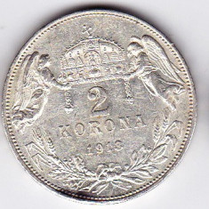 Ungaria Austria 2 Korona Kronen Coroane 1913 argint (4) foto