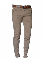 Pantaloni Casual tip Zara Man, Crem, de Bumbac, Slim, Conici, Toate Mas A86 foto