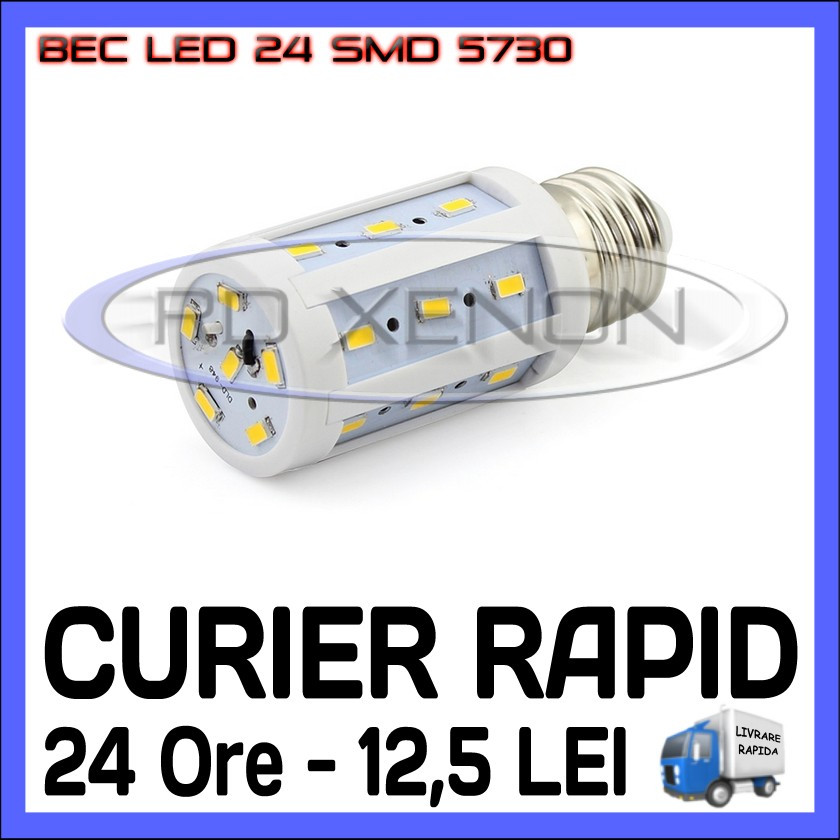BEC LED E14, E27 - 24 SMD 5730 - ECHIVALENT 40W, 420 LUMENI - ALB CALD, ALB  RECE, ZDM | Okazii.ro