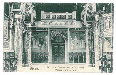 2168 - SINAIA, Regalitate, picturi, CAROLl I si ELISABETH - old PC - used - 1908 foto