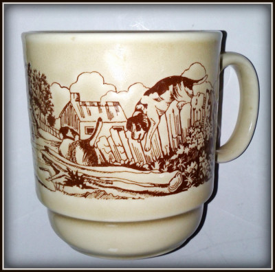 Cana ceramica vintage, peisaj rural - Klimkraft - Coloroll - Anglia foto