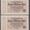 2 BANCNOTE GERMANIA-SERII CONSECUTIVE-DEUTSCHE REICHSBAHN-100.000.000 MARK 1923