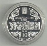 UCRAINA 10 HRIVNE GRIVNE 2006 , Ag 31,1g , 10 Ani CONSTITUTIE , PROOF cu certif