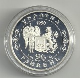 UCRAINA 20 HRIVNE GRIVNE 1998 Razboiul de elib-sec 17 certif Ag 31,1g PROOF, Europa, Argint