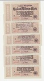 6 BANCNOTE GERMANIA-SERII CONSECUTIVE-DEUTSCHE REICHSBAHN-100.000.000 MARK 1923