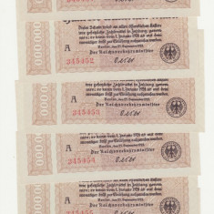 6 BANCNOTE GERMANIA-SERII CONSECUTIVE-DEUTSCHE REICHSBAHN-100.000.000 MARK 1923