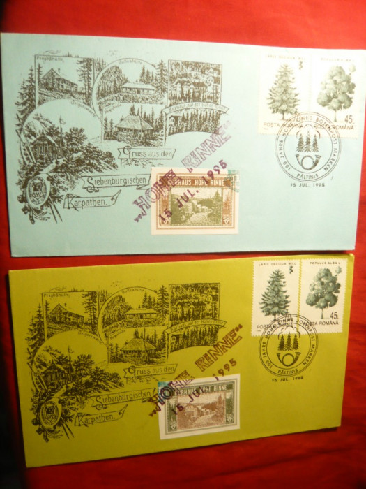 2 Plicuri 100 Ani Hohe Rinne -Paltinis , 2 timbre Hohe Rinne , 1995