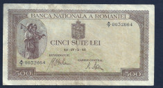 ROMANIA 500 LEI 2 IV 1941 [8] VF , filigram BNR vertical foto