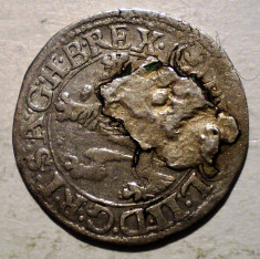 G.387 BOHEMIA RUDOLF II MALEYGROSCHEN 1589 ARGINT 1,07g/16mm EROARE foto