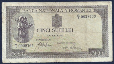 ROMANIA 500 LEI 1940 [4] F , bnr vertical foto