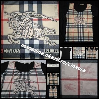 TRICOU DAMA MANECA SCURTA FIRMA BURBERRY EMBLEMA SUPRADIMENSIONATA  CRISTALE, L, M, S, XL, Imprimeu grafic | Okazii.ro