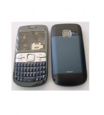 Carcasa NOKIA C3 cu tastatura - Culoare Neagra - Albastra Calitate AAA foto