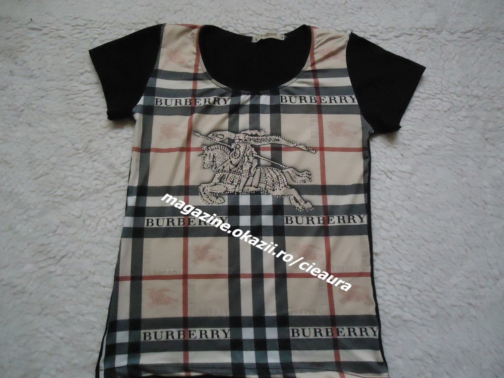 TRICOU DAMA MANECA SCURTA FIRMA BURBERRY EMBLEMA SUPRADIMENSIONATA  CRISTALE, Imprimeu grafic, L, M, S, XL | Okazii.ro