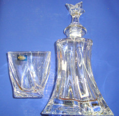 Cristal BOHEMIA set 6 pahare cu sticla whisky model clar - rasucit 240 ml foto