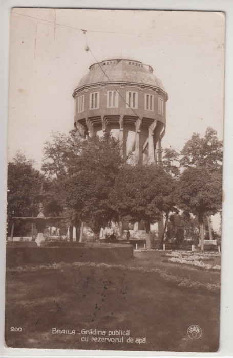 BRAILA , GRADINA PUBLICA CU REZERVORUL DE APA , CIRCULATA 1936