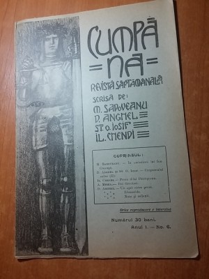 revista cumpana anul 1,nr. 6 din 1 ianuarie 1910 ( scrisa de mihail sadoveanu) foto