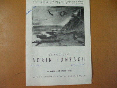 Sorin Ionescu catalog expozitie pictura galeria Magheru 1966 Bucuresti foto