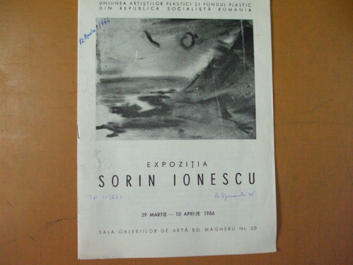 Sorin Ionescu catalog expozitie pictura galeria Magheru 1966 Bucuresti