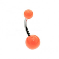 PIERCING / CERCEL PENTRU BURIC BELLY RING ORANGE PORTOCALIU DIN OTEL ACRYL foto