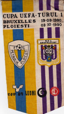 Fanion fotbal PETROLUL Ploiesti - ANDERLECHT 03.10.1990 Cupa UEFA foto