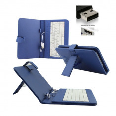 Husa tableta cu tastatura cu mufa USB reglabila de 10 inch ALBASTRU - COD 28 - foto