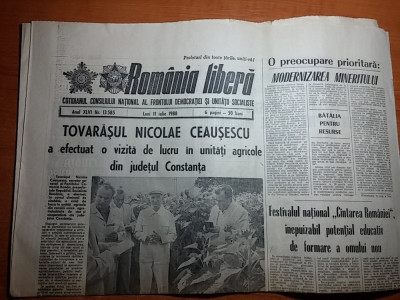 ziarul romania libera 10 iulie 1988 ( vizita lui ceusescu in jud constanta ) foto