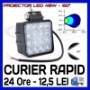 PROIECTOR LED PATRAT 12V, 24V - OFFROAD, SUV, UTILAJE - 48W DISPERSIE 60 GRADE, Universal