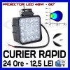 PROIECTOR LED PATRAT 12V, 24V - OFFROAD, SUV, UTILAJE - 48W DISPERSIE 60 GRADE, Universal, ZDM