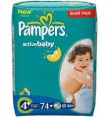 Scutece Pampers Active Baby 4 Maxi Plus 74 bucati foto