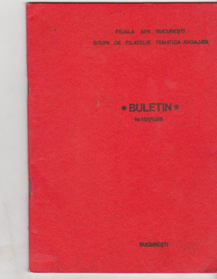 bnk fil Filiala AFR Bucuresti grupa filatelie tematica angajata buletin 1/1986 foto
