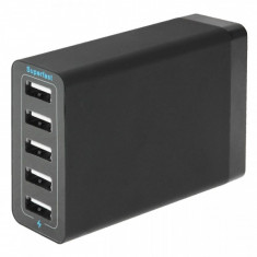 Adaptor priza USB x 5 porturi 5V 8A SuperFast Blister foto