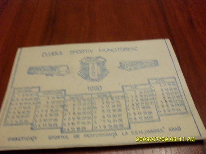 calendar Vagonul Arad 1990