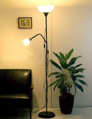 Lampadar (lampa) cu lumina ambientala si veioza pt citit - alb sau negru - Nou foto