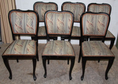 Set 6 scaune din lemn masiv si perne pe arcuri; Scaun cu spatar foto