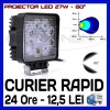 Proiector LED Patrat 27W 12V/24V Offroad SUV Utilitare, 60 grade, IP67
