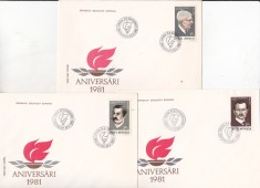 bnk fil FDC Romania 1981 - Aniversari - LP1023 foto