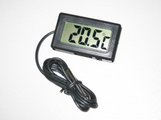 termometru digital incorporabil pentru modare AUTO, PC, etc. cu sonda pe fir foto