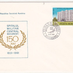 bnk fil FDC Romania 1981 - 150 ani Spitalul militar central - LP1041