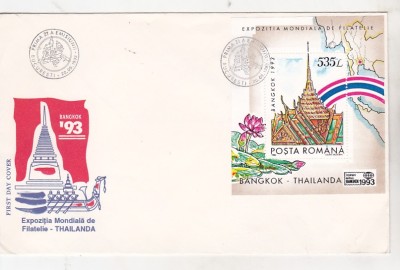 bnk fil FDC Romania 1993 - Expozitia mondiala de filatelie Bangkok - LP1324 foto