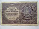 1000 Marek Marci 1919 bancnota poloneza Polonia 21,4 x 13,5 cm