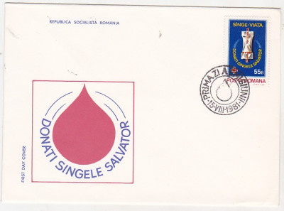 bnk fil FDC Romania 1984 - Donatori de sange- LP1040 foto