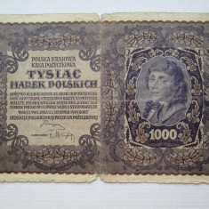 1000 Marek Marci 1919 bancnota poloneza Polonia 21,4 x 13,5 cm