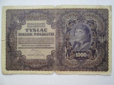 1000 Marek Marci 1919 bancnota poloneza Polonia 21,4 x 13,5 cm foto