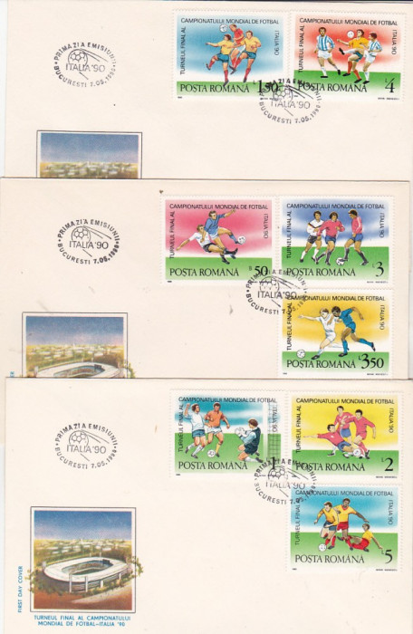 bnk fil FDC Romania 1990 - Turneul final al CM fotbal Italia - LP1237