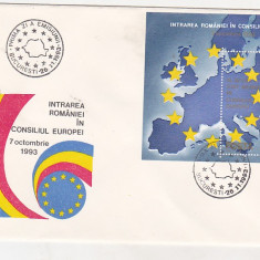 bnk fil FDC Romania 1993 - Intrarea Romaniei in Consiliul Europei - LP1327