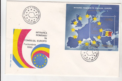 bnk fil FDC Romania 1993 - Intrarea Romaniei in Consiliul Europei - LP1327 foto