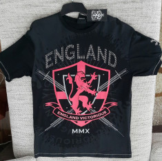 Tricou ENGLAND original-OFERTA-imprimeu cauciucat-bumbac-maneca scurta-M foto