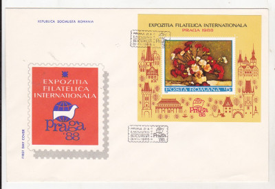 bnk fil FDC Romania 1988 - Expozitia filatelica Praga 88 - LP1207 foto