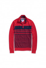 Pulovar Tommy Hilfiger Men&amp;#039;s Half Zip Stripe Sweater rosu S M foto